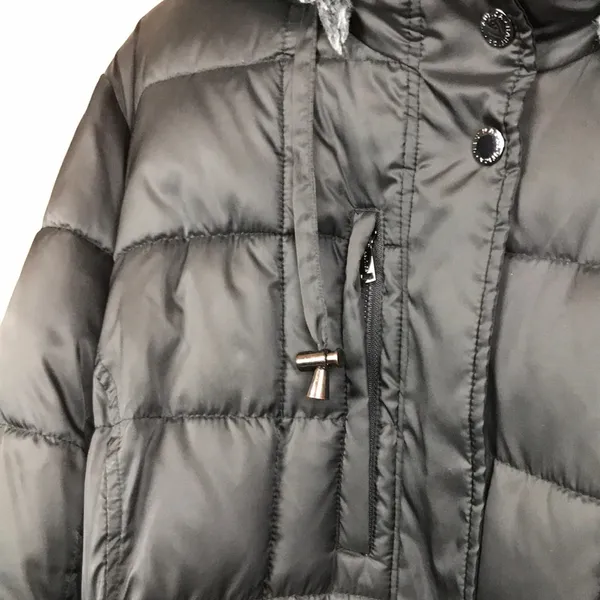 Nautica Women’s Black Puffer Faux Fur Hood Zipper Button-Up Fall Winter Jacket - Image 5