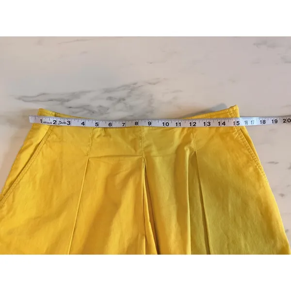 Maeve Anthropologie Yellow‎ Pleated High Waisted Shorts Size 6 Side Zip Cotton - Image 8