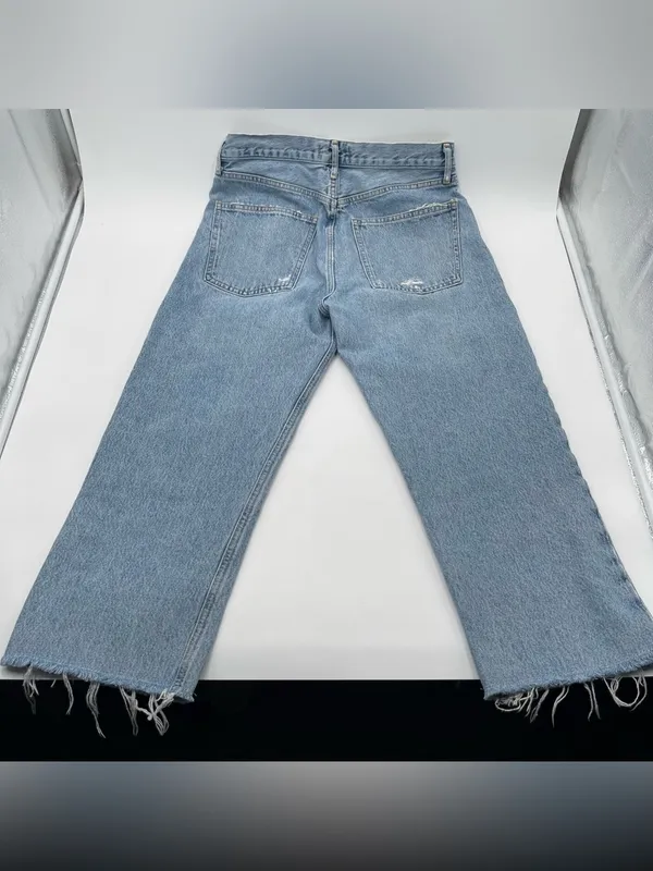 AGOLDE 90s Pinch Frayed Hem High Rise Straight Cropped Denim Jeans Sz 29 *READ* - Image 6