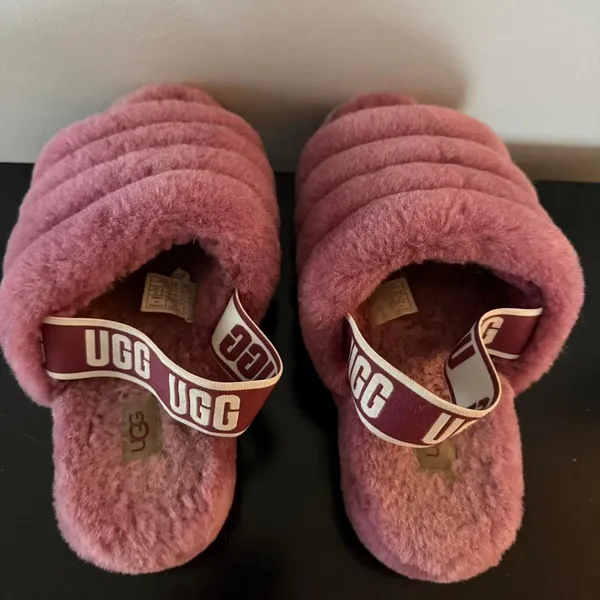 UGG Fluff Yeah Slide Slipper Womens 10 Pink Purple Sheepskin Slingback Sandal - Image 2