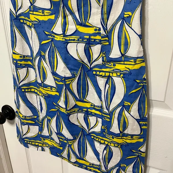 Lilly Pulitzer Blue White Sailboat‎ Strapless Dress - Image 5