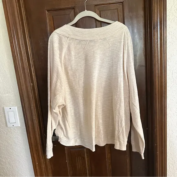We The Free Free People Long Sleeve Top Womens L Cream Button Detail‎ Slouchy - Image 14
