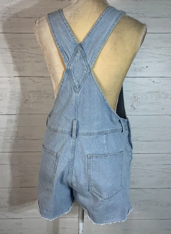 No Boundaries Relaxed Boyfriend Shortalls, 3.5" Inseam, Women's M(7-9) - Image 11