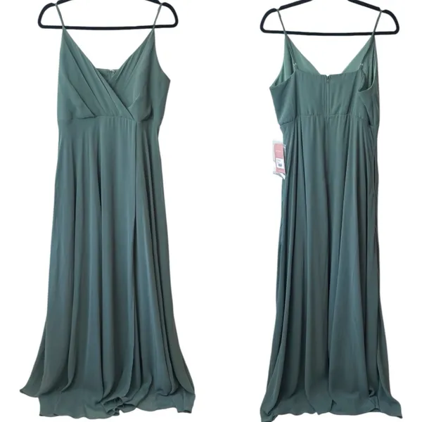 NEW Birdy Grey Kaia Sea Glass Chiffon Maxi Bridesmaid Dress Event Summer L - Image 3