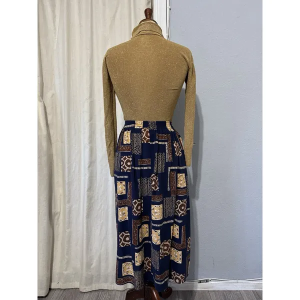 Sag Harbor 1/2 Elastic Waist Boho Midi Skirt Geometric Print Peasant Indie Large - Image 7