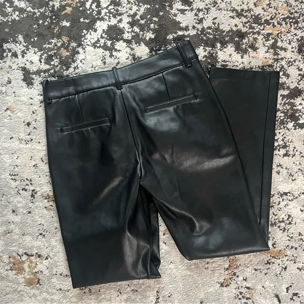 Zara Black Leather Pants - Image 3