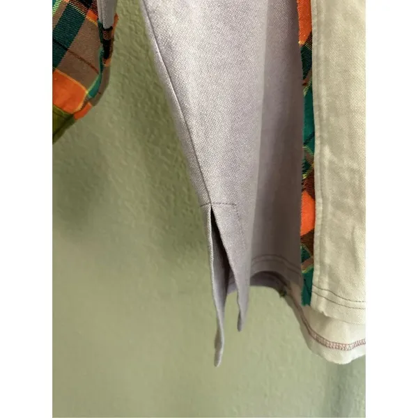 Size S (Oversized) Easel Los Angeles Button Front Color Mixed Washed Top in Oat - Image 9