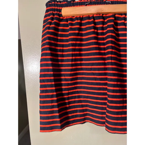 J. Crew Factory Womens Sz 6 Printed Linen-Cotton Sidewalk Mini Skirt Navy Papaya - Image 3
