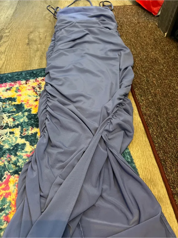 Abercrombie and fitch blue midi ruched dress size small - Image 12