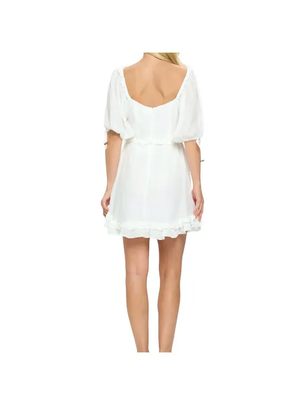 Angel Biba Boho Babydoll Mini Dress White Size XS NWT - Image 2