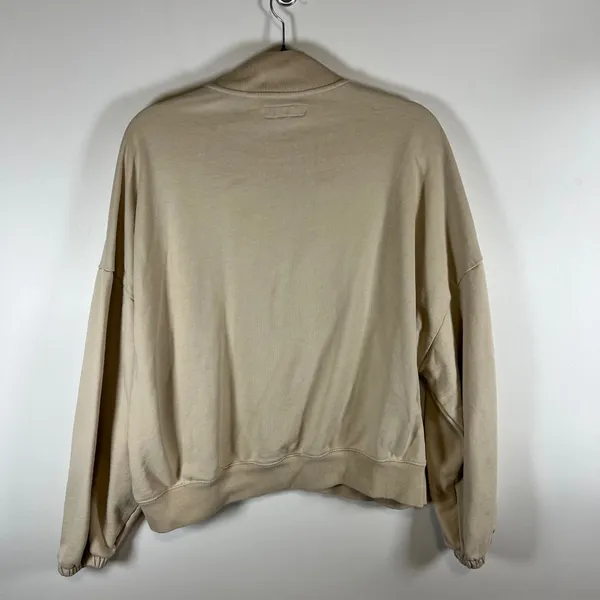 Standard Cloth Womens Tan Full Zip Sweatshirt Mock Neck Cotton Jacket‎ Small - Image 9