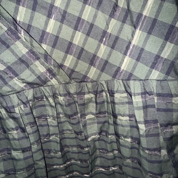 NWT Madewell Marianna Puff-Sleeve Mini Dress M Medium Plaid Green‎ X - Image 4
