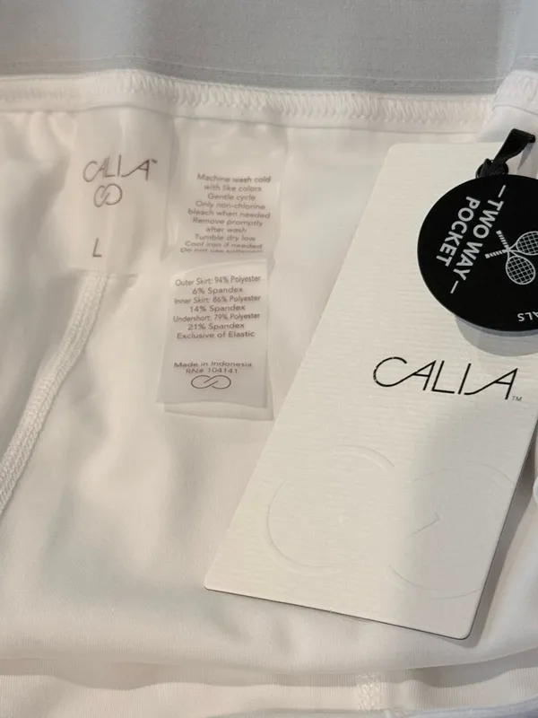 CALIA Pleated Mesh Mini Skort White Size L NEW Tennis Pickleball Sporty - Image 6