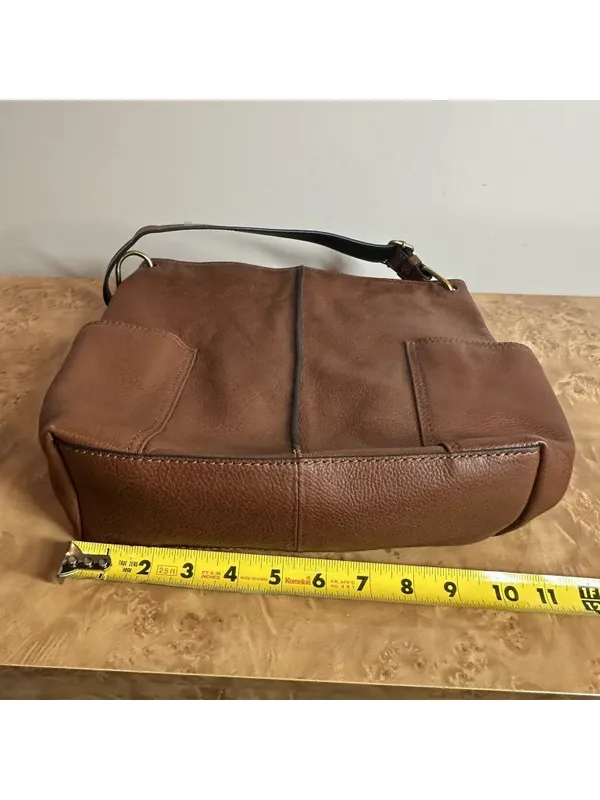Fossil Brown Leather Crossbody Messenger Bag Key Charm Utility Pockets - Image 5
