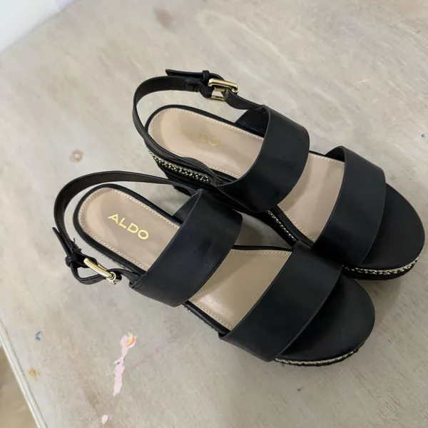 aldo Ladolian Women's Black Flatform Sandals Size 6 - Image 2