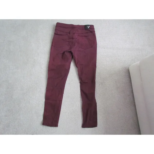 American Eagle Super Stretch Pants 12 Burgundy Skinny Maroon Slim‎ Fit 61607 - Image 2