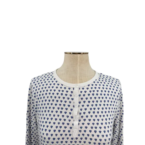 Roller Rabbit Blue Heart‎ Pajama Top Pima Cotton Henley Sleep Shirt Size Small - Image 4