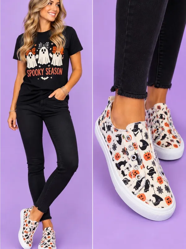 Corkys Babalu White Pumpkin Canvas Slip-On Women’s Size 10 Sneakers NIB - Image 2