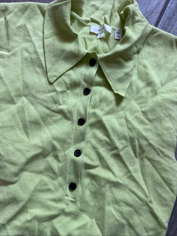 A.L.C. Sleeveless Polo Knit Dress in Lime - Image 3