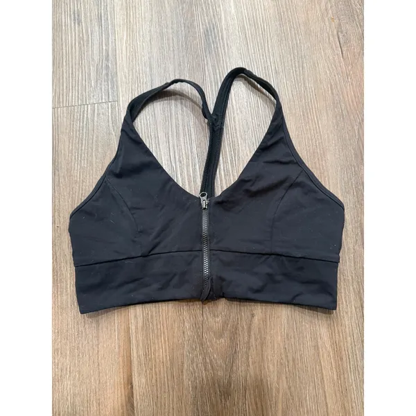 Lululemon Black Front‎ Zip Racerback Sports Bra Womens Size 8 Yoga Gym Workout - Image 4