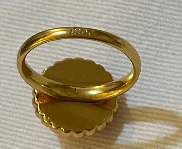 Christian Dior Petit CD Baroque Ring Gold-Finish Metal, Pink Crystals Size L - Image 9