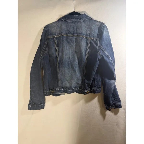 Gap 1969 Women's Denim Jean Jacket Size Large Distressed Trucker - Image 7