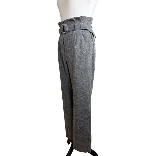 Express Gray Paperbag Waist Ankle Pants | High Rise Belted | Size 8 - Image 12
