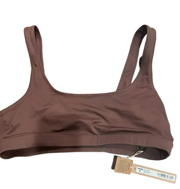 SKIMS Signature Swim Tank Bikini Top in Cocoa size large NWT - Image 3