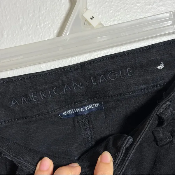 American‎ Eagle Women Denim Black Distressed Jegging Jeans Next Level Stretch 4 - Image 4