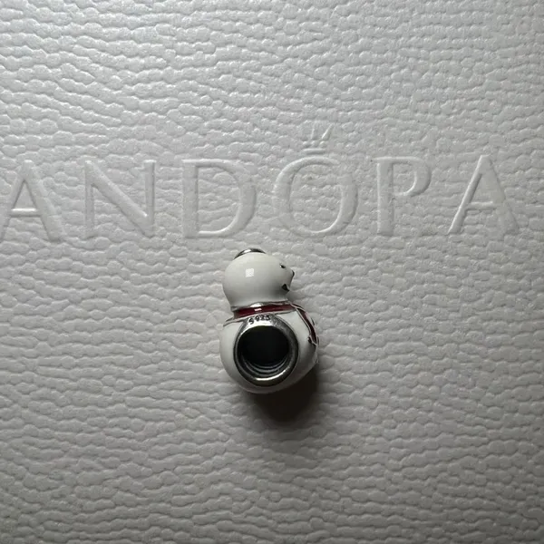Pandora Happy Snowman Charm Christmas S925ALE White/Red Enamel - Image 2