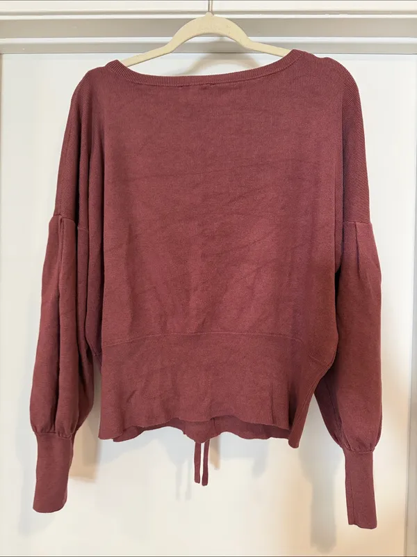 Express Dusty Rose Lace-Up Waist Knit Top - Image 5