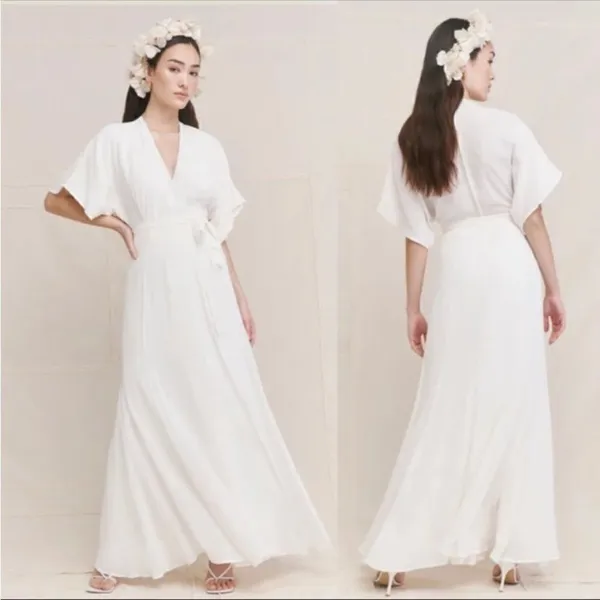 Reformation‎ Winslow Wrap Dress, Adjustable, White/Ivory, Size Small NWT - Image 6