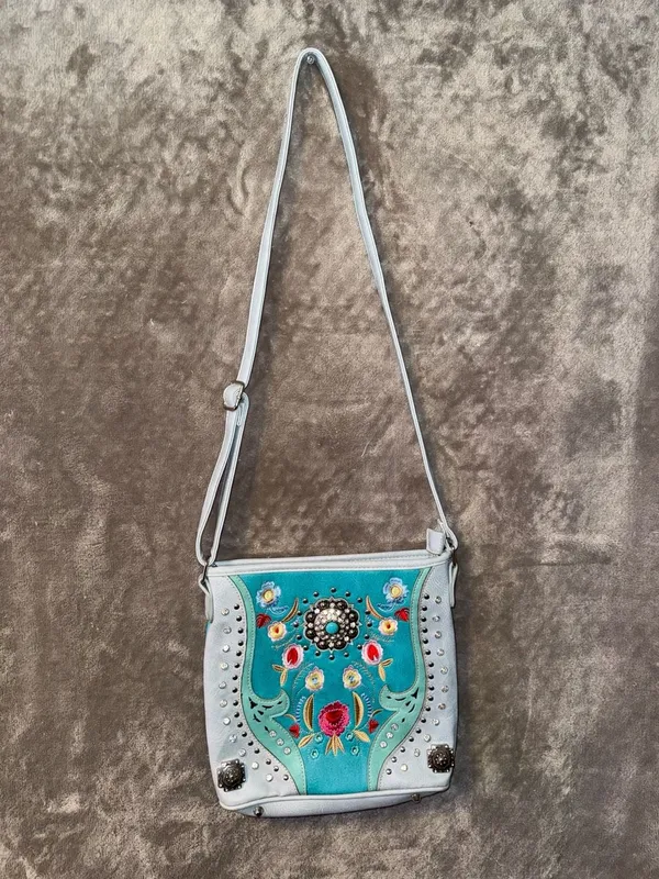 American Bling Western Floral Embroidered Concealed Carry Bag Studs & Conchos - Image 3