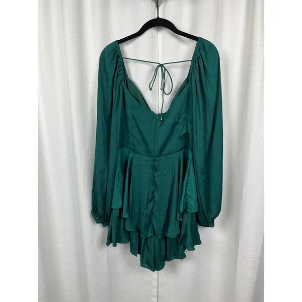 Hello Molly Forest Green Sunrise Memories Ruffle Mini Dress Romper Sz.L/US 8 NWT - Image 10