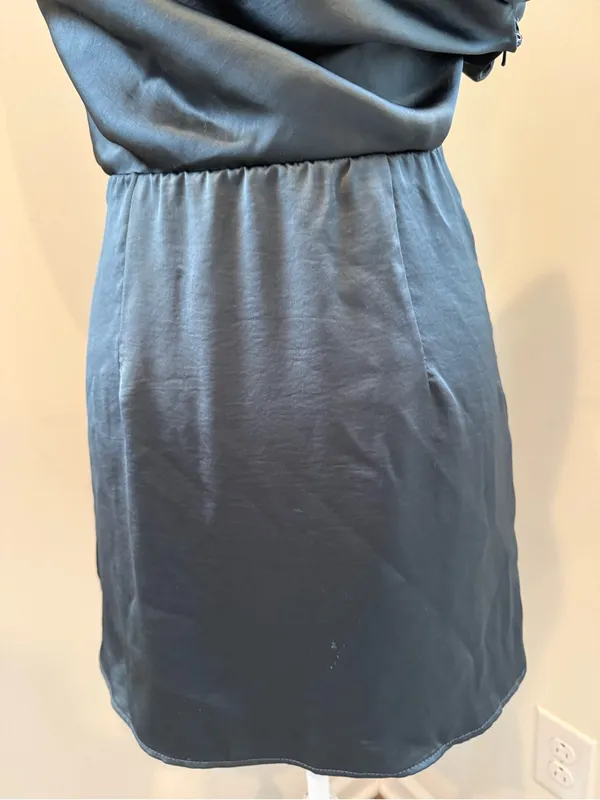 Show Me Your MuMu One-Shoulder Satin Mini Dress in Charcoal Gray - Image 7