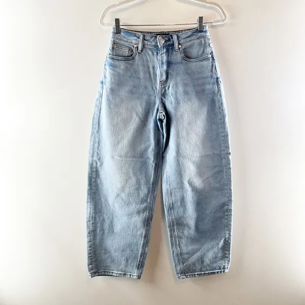 Quince Bella Stretch High Rise Barrel Jeans Organic Cotton Cool Blue 26 - Image 3