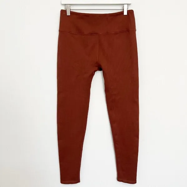 Leggings High Rise Brown Ribbed Full Length Athletic Gym‎ Workout Activewear - Image 5