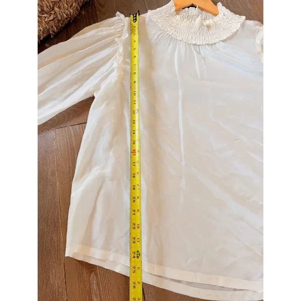 Raquel Allegra Shirred Collar Blouse Womens Off White Size 1 - Image 8