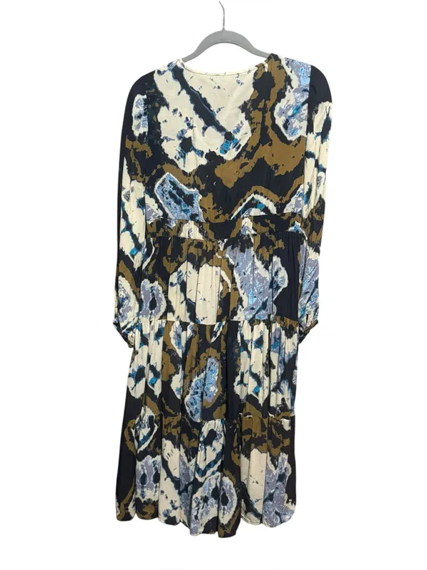 ANTHROPOLOGIE Othelia Arden Tie Dye Midi Dress S 19” P2P Blue/Tan/Cream EUC - Image 10