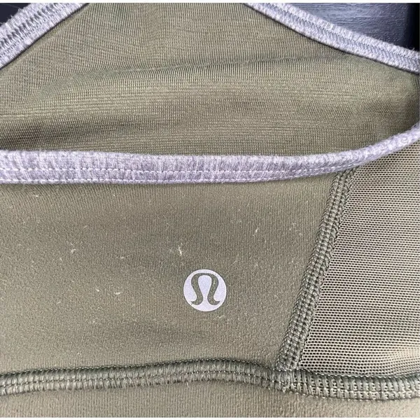 Lululemon Green and Grey Razor Back Pullover Sports Bra - Image 3