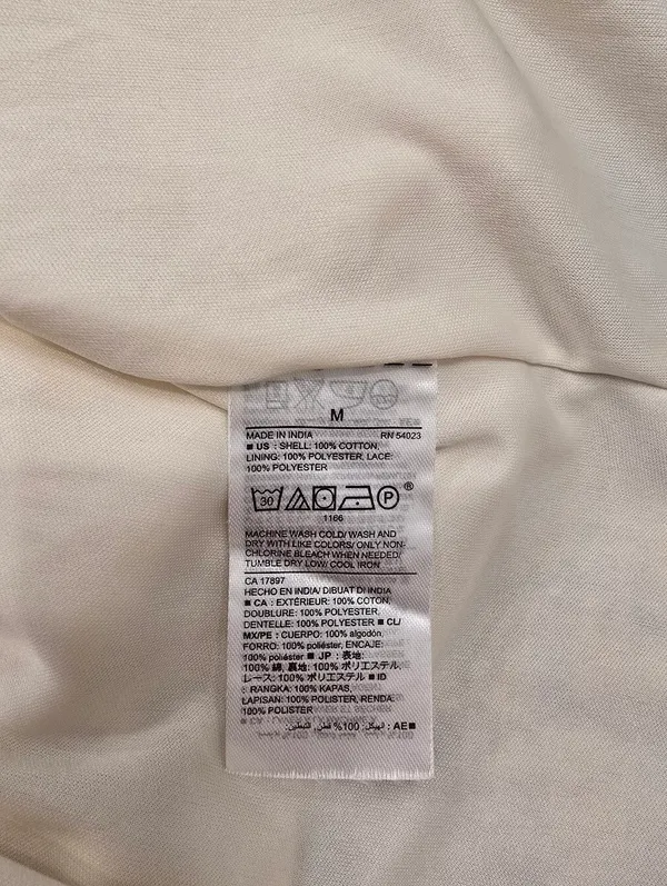 Old Navy Embroidered Swing Dress pintuck Pleats Lace Cream M - Image 9