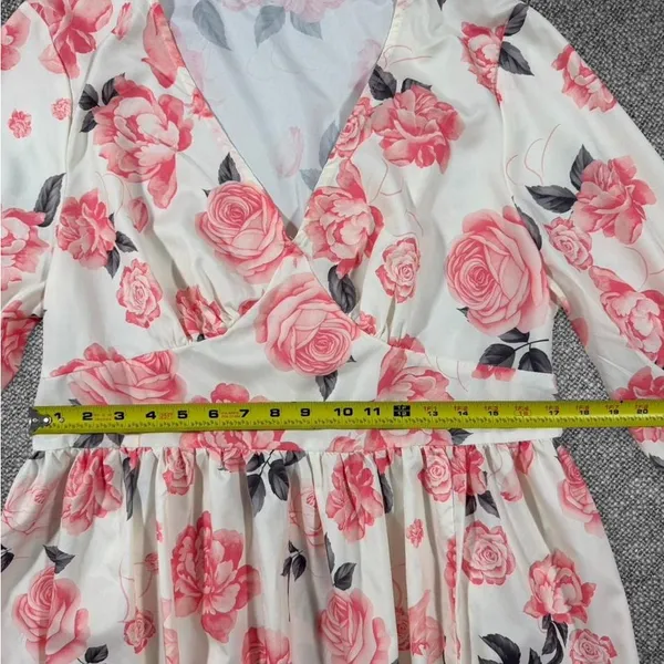 Floral Rose Print Long Sleeve Dress - Image 6