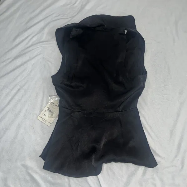 NWT Sz 0 Free People Suit Up Black Satin Wrap Top - Image 10