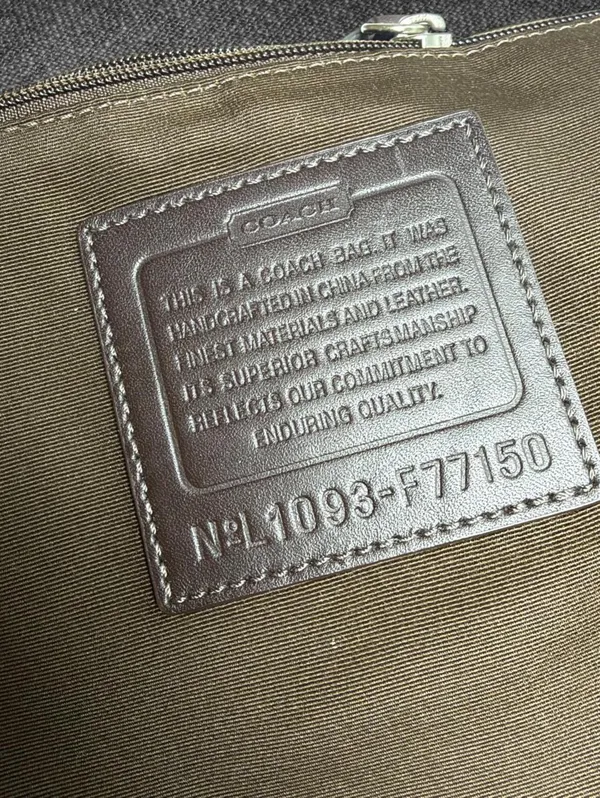 Coach Signature Jacquard Brown Leather Trim Tote Bag - Image 4