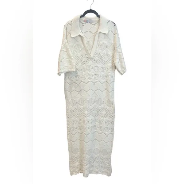 Free People Beach white Crochet Swim Coverup size small - Image 2