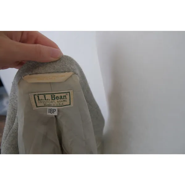 Vintage L.L. Bean Tweed Womens Wool Heavyweight Wool Tan Blazer Jacket Size 18P - Image 7