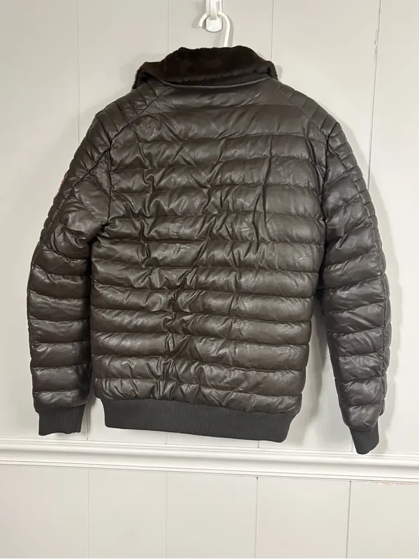 Woman’s Switzerland Patches Puffer Jacket Faux Fur Collar Medium Winter Warm - Image 2