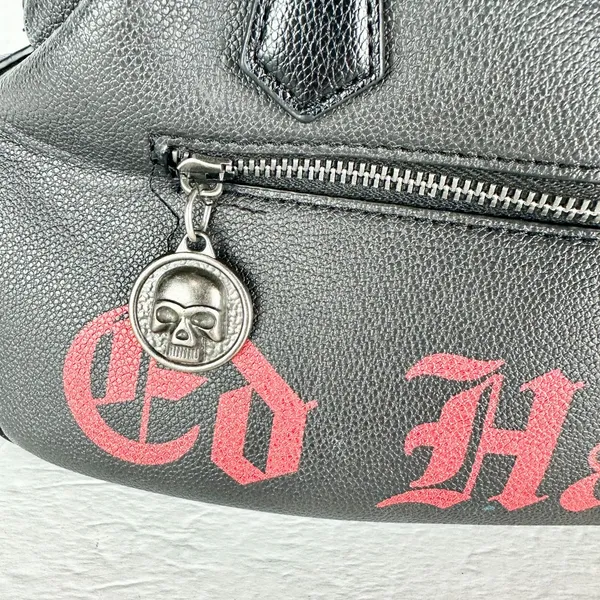 Ed Hardy Mini Bowler Bag Stachel Rhinestone Rose Heart Tattoo Art Y2K Studded - Image 4