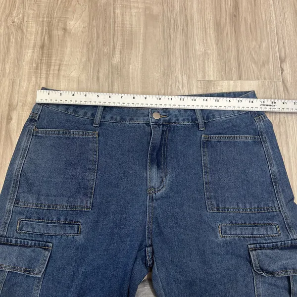 SHEIN Dark Blue Wide Leg Cargo Jeans - Image 3