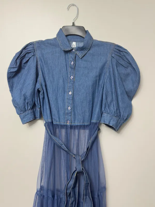 Denim Tulle Top (Light Denim) - Image 6